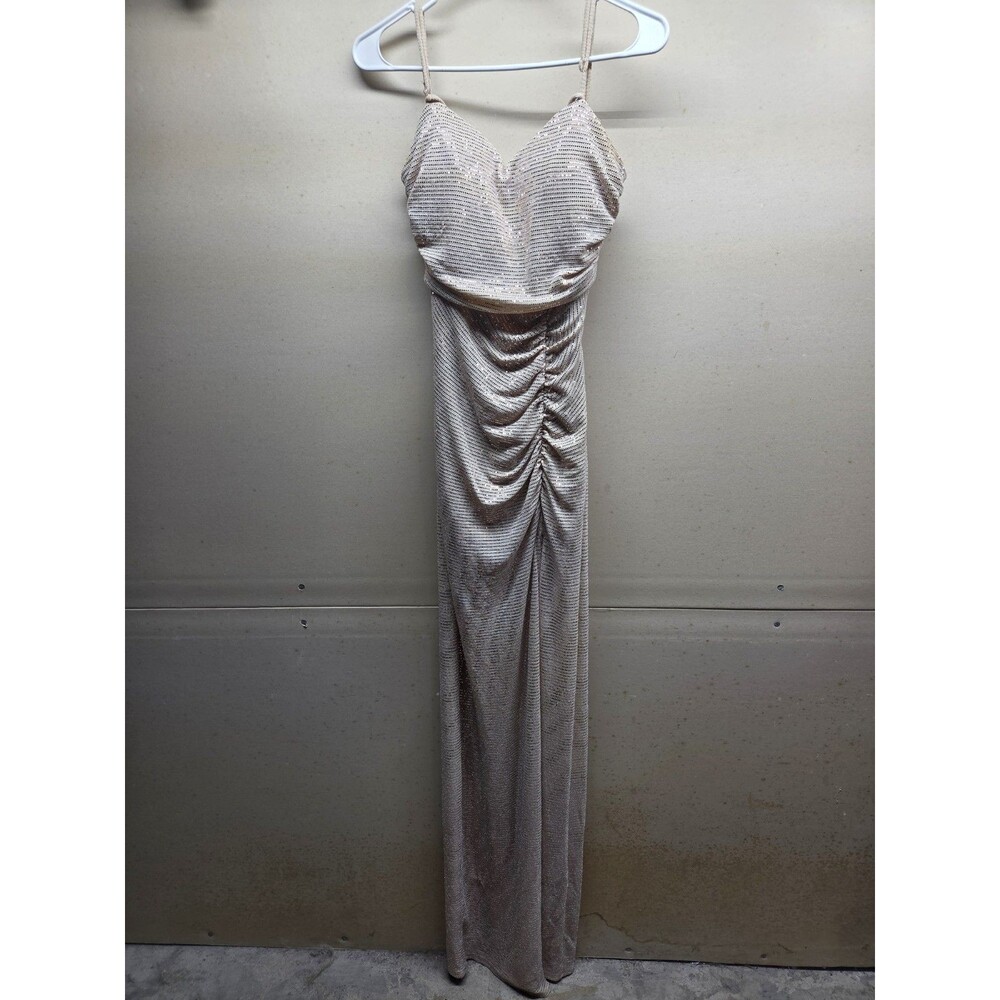 Emerald Sundae Women's High Slit Rhinestone Long Sleeveless Dress Size S